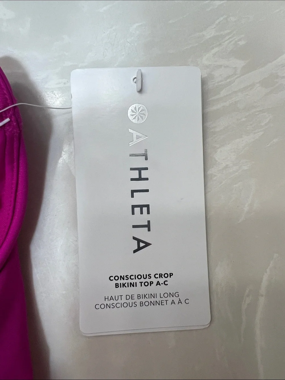 Athleta Conscious Crop Bikini Top A-C, Size XL, Electric Fuchsia, NWT